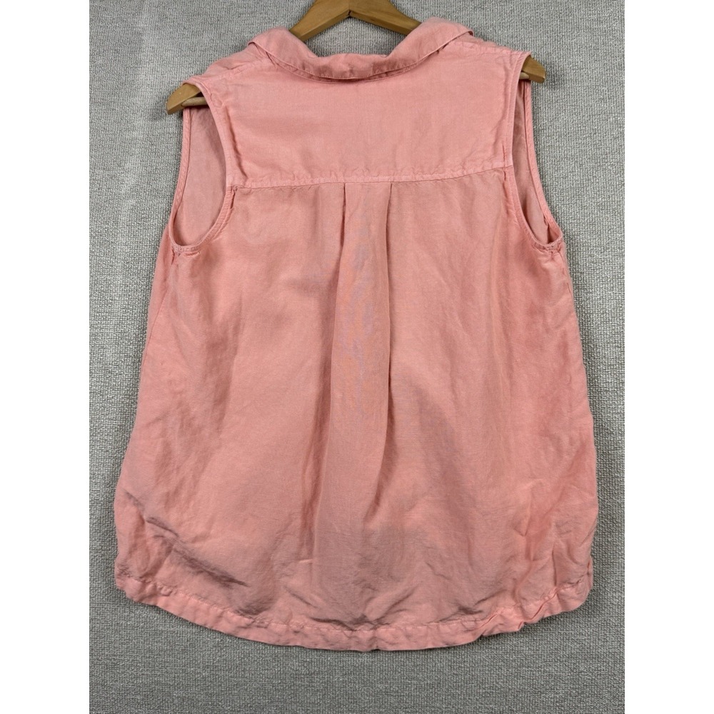 Cloth & Stone Linen Blend Sleeveless Button Top Pink Large Collared - Picture 3 of 5